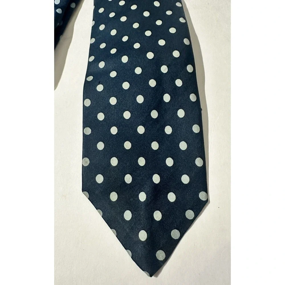 Robert‎ Talbott Tie Pebble Beach Navy Dotted Blue Silk Tie US